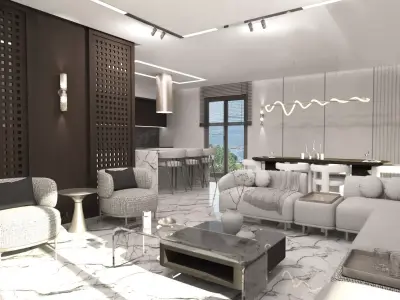 Modern Interior Living Scene 3D model