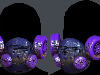 Gas mask helmet 3d model scifi Low-poly  Low-poly 3D model