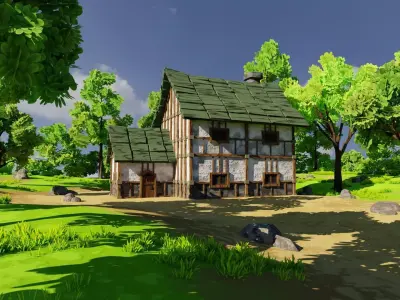 Medieval House 5 With Environment Low-poly 3D model