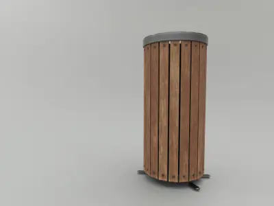 Modern Timber Street bin Vol 08 Game Ready PBR Low-poly 3Dmodel Low-poly 3D model