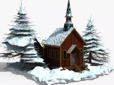 Snow Covered Wood House 3D model