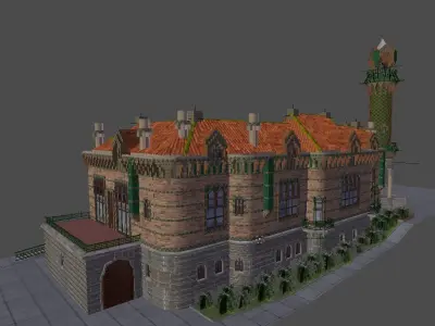 ElCapricho building with orange roof 3D model