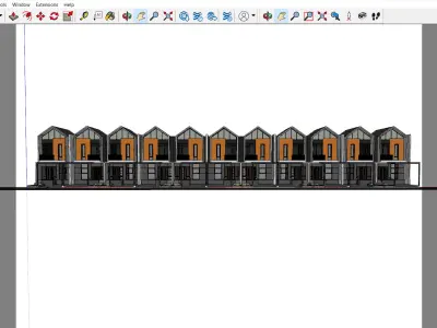 Modern House Design 6x12 m 2 Floors  Skp  3D model