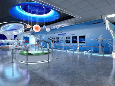 Futuristic Exhibition Interior Sci Fi Hall Low-poly 3D model
