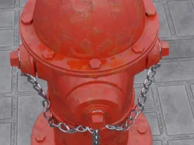 Hydrant fire with chains 3D model