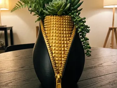 Unzipped Geometric Vase  Modern Architectural Planter 3D print model