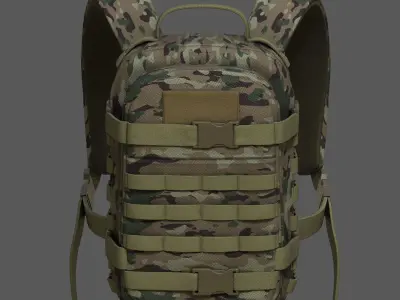 Backpack military combat soldier armor scifi  Low-poly 3D model