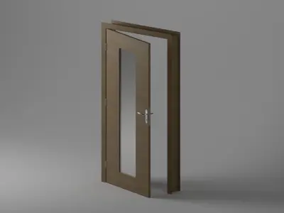 Single Door - Plain with Central Glass - 12 Handles - Revit 2020 3D model