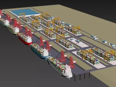 This Is a Low Poly Port Station 3D model