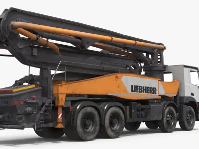  Mercedes Liebherr Concrete Pump Truck Yellow Dirty 