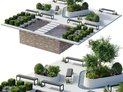 Outdoor Plants - 2 town Square 3D model