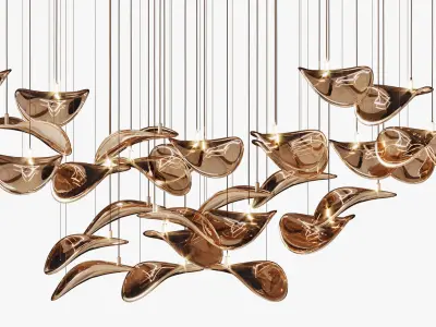Vakkerlight Wave Floating Leaf Chandelier 3D model
