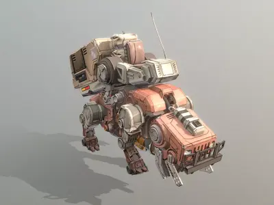CYBORG Robotic BULLDOG Walk fbx png 3D model