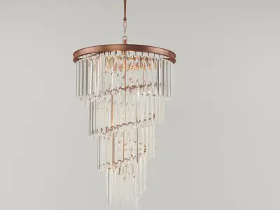 luster chandelier with crystals hanging from it 3D model