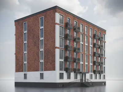 Brick Residential Building 012 3D model