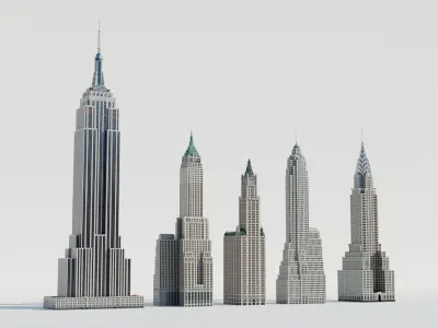 NYC Old Tall Skyscrapers Low-poly 3D model