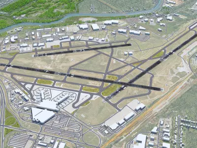 Greater Rochester International Airport 10km Low-poly 3D model