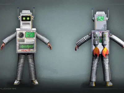 Space Cardboard Boy Low-poly 3D model