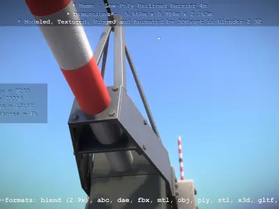 Low-Poly Railroad Barrier 4m Low-poly 3D model