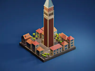 St Marks Campanile Low-poly 3D model