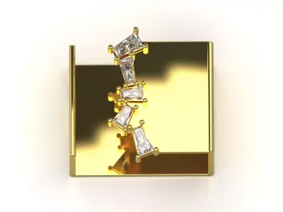 Architectural Diamond Gold STL Ring jr00185 3D print model