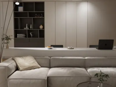 Log modern style livingroom 3D model