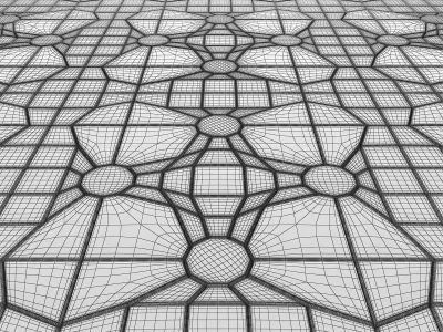 Butterfly tiled floor with geometric patterns 3D model