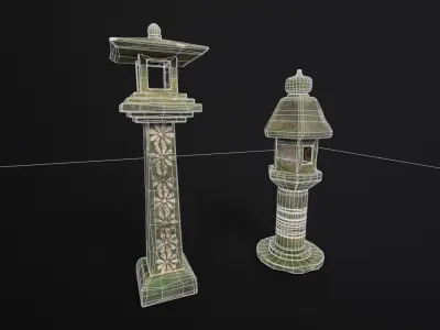 Forest Doro Japanese Lantern Low-poly 3D model