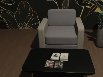 Office chairs and Table 3D model