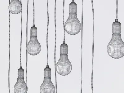 light-01 many light bulbs hanging on wall 3D model
