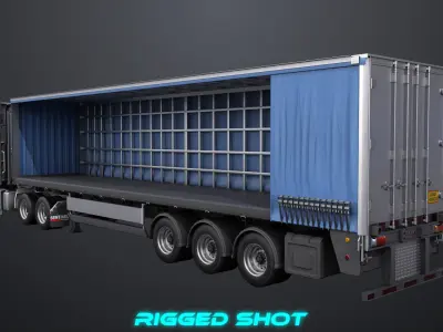  Heavy Truck 05 Curtainsider Trailer All PBR Unity UE Textures 