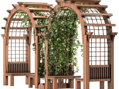 Wooden Garden Arbor 02 3D model