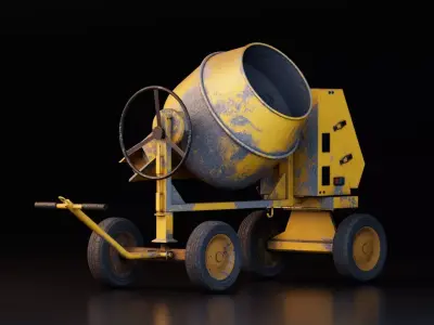 Concrete Mixer Machine Low-poly 3D model