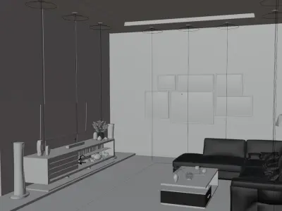 3D Modern Living Room Free 3D model