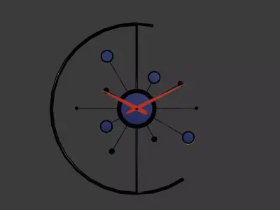 Modern Atomic Abstract Wall Clock Low-poly 3D model