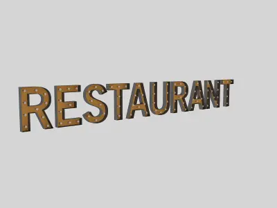 Restaurant Sign With Bulb 3D model