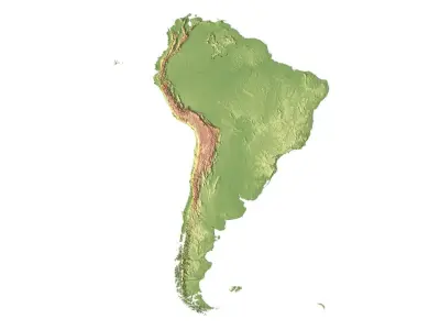South America Terrain 3D Map 3D model