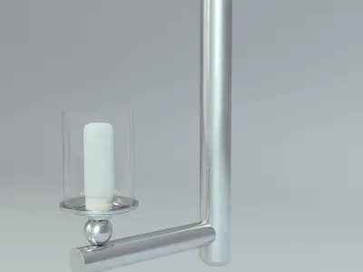 Wall Lamp Single Silver 1 3D model