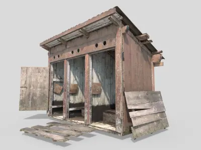 Abandoned Wooden Toilets 3D model