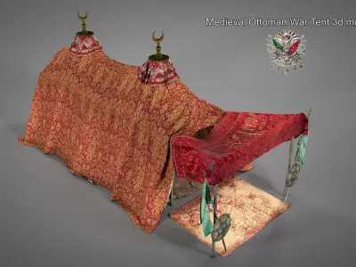  Medieval Ottoman War Tent  Set 3d model 3D model