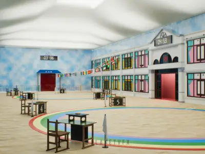 Squid Game Six Legged Pentathlon Game Level Low-poly 3D model