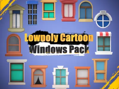 Free stylized windows Free low-poly 3D model