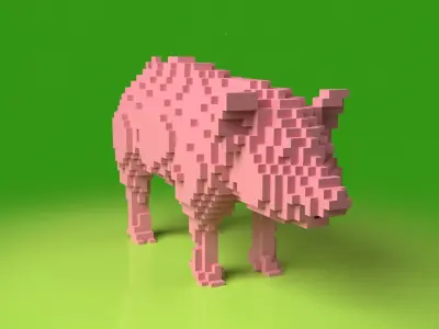 Pig Minecraft Voxel Low-poly 3D model
