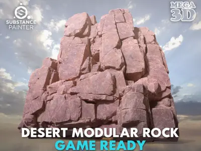 Low poly Desert Modular Rock 230426 Low-poly 3D model