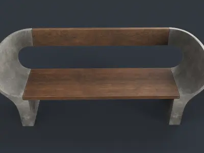 Modern Outdoor Bench 28 PBR Game Ready Low-poly 3D model