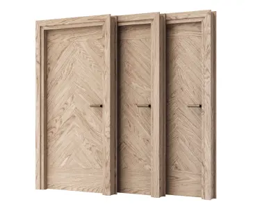 Wooden Door Set V9  3D model