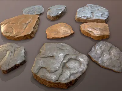 3D Shale Rock Plates - Game Ready Low-poly 3D model