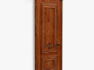 Door0059 wooden door on wall 3D model