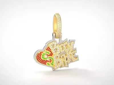 Model 711 Been Broke Heart Diamond Name Pendant 3D print model