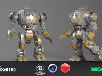 Mechanical Robot  Game  Animation Ready Low-poly 3D model
